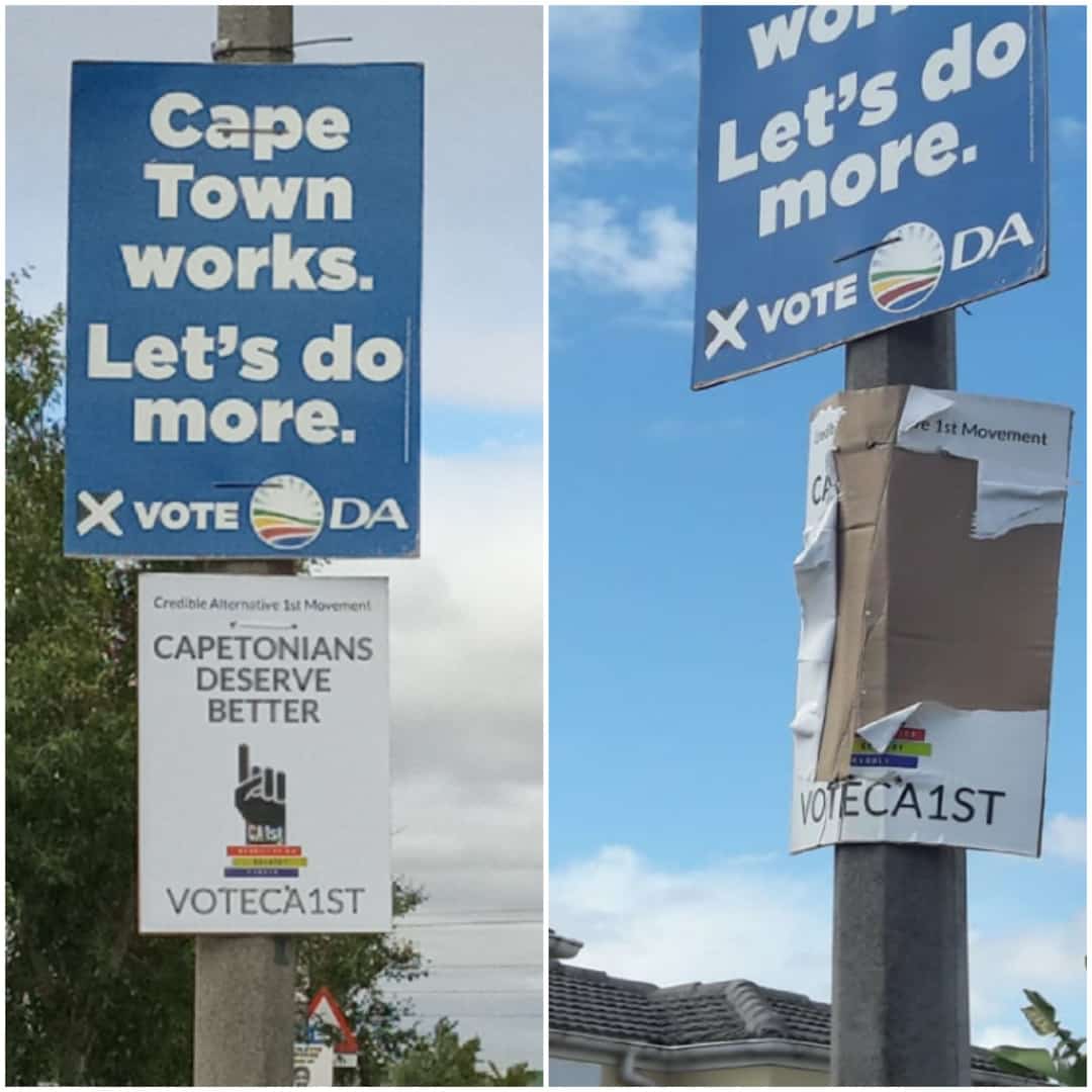 Posters defaced or destroyed